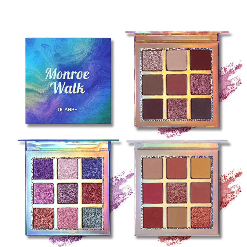 

New 9 Color Mermaid Magic Long Lasting Holographic Pigment Glitter Eye Shadow Palette, 9 colors