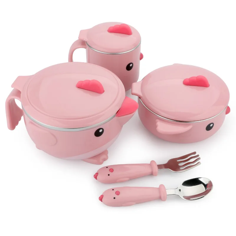 

goryeo baby Feeding Set, Warming Bowl & Spoons Forks, Healthy Children Tableware Set for Baby Preschoolers & Little Pupils