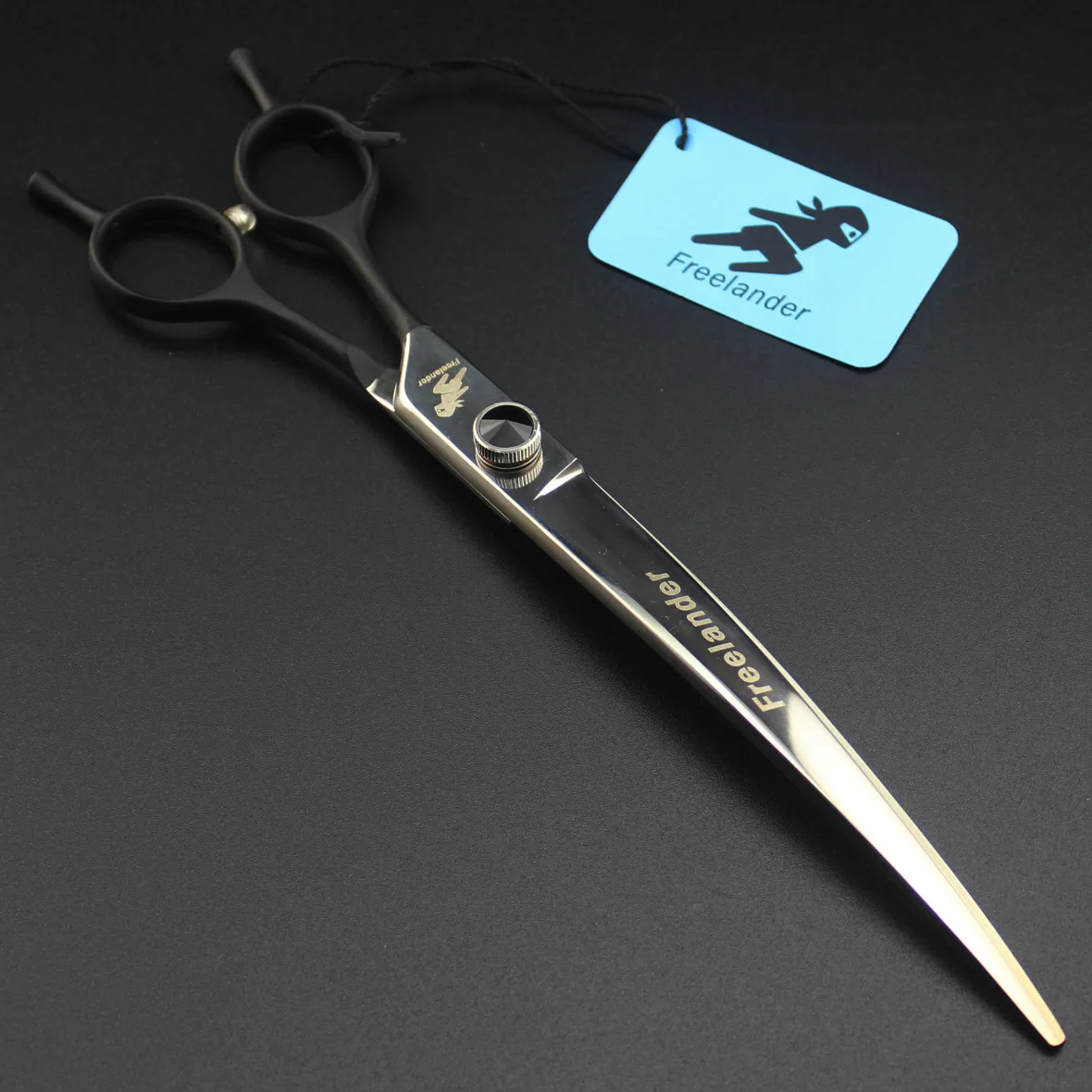 

8.0 inch Freelander gem black handle left hand curved double tail curved beauty scissors