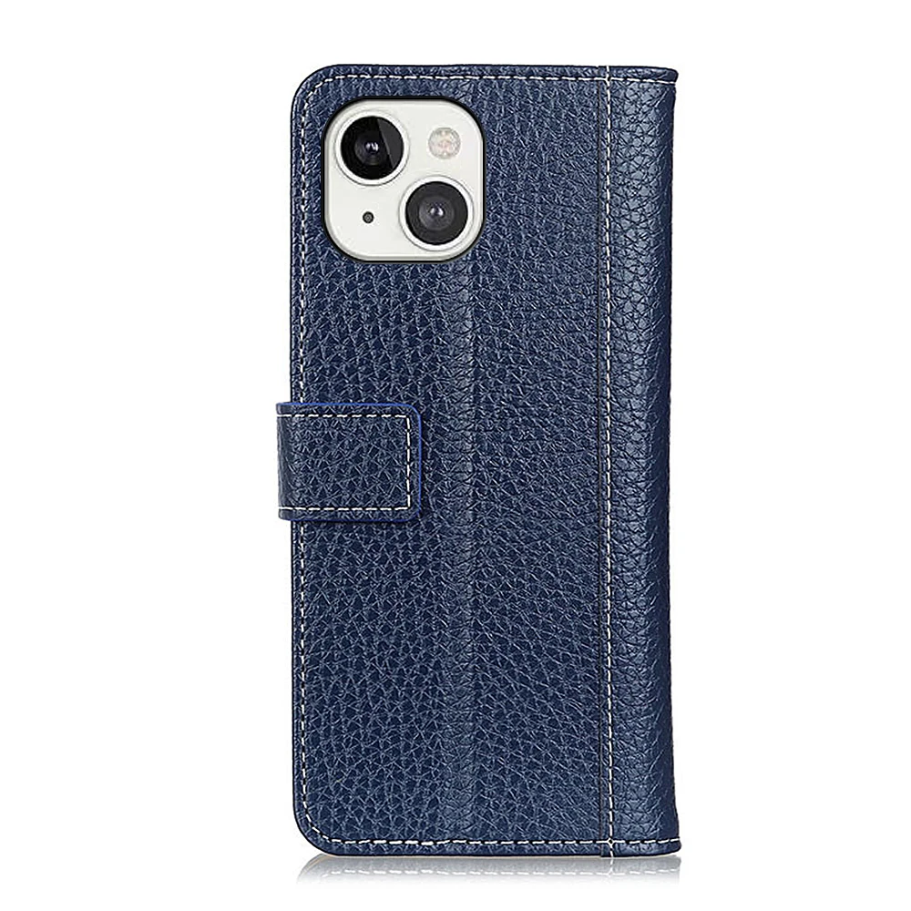 

Contrasting litchi pattern PU Leather Flip Wallet Case For IPHONE 13 With Stand Card Slots, As pictures