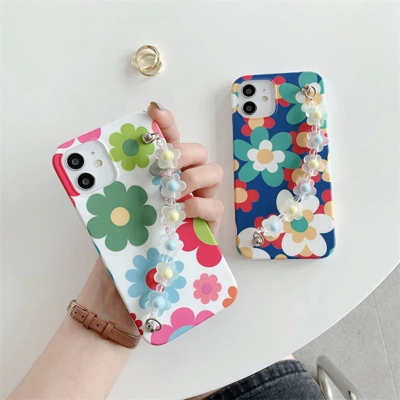 

Lovely Girl Custom Shockproof Mobile Case for iPhone 12 12 Pro Soft TPU Protective Cover with Wrist Strap, Multi colors