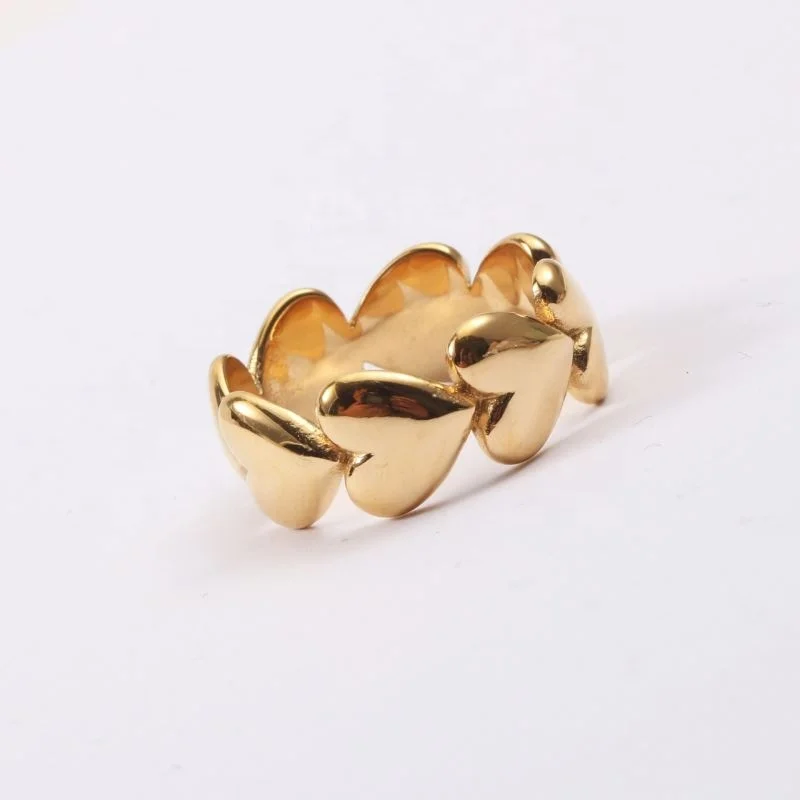 

Jewelry Wholesale 18K Gold Plated Heart Shape Stainless Steel Rings for Women Dainty Rings