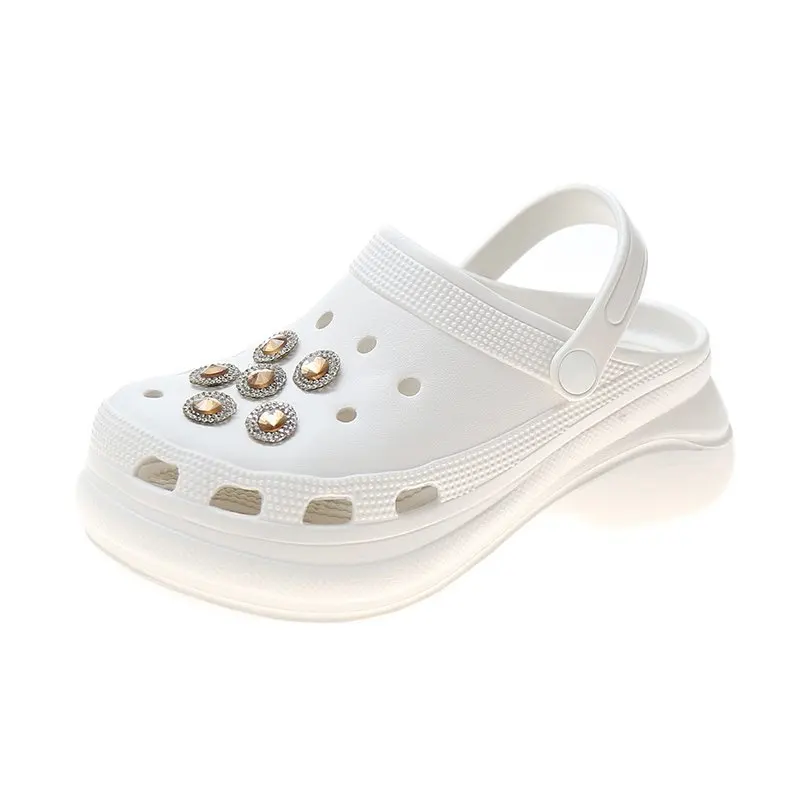 

SP843 Outdoor high heel girls beach sandals slip on classic eva beach clogs with designer clog charm, Multiple colors