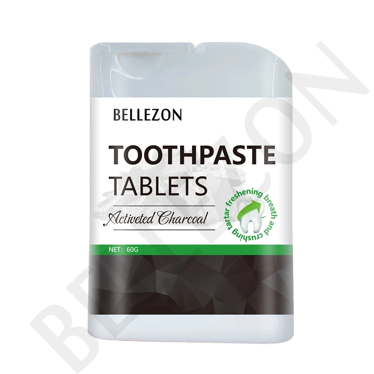 

BELLEZON Private Label Activated Charcoal Teeth Whitening Organic Toothpaste Tablets, Grey