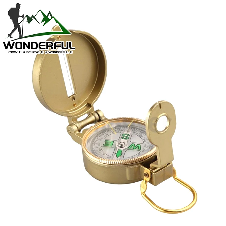 

2021 Metal Golden Outdoor Camping Tools Luminous Portable Lens Hiking Mountaineering Compass
