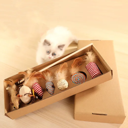 

Popular wood stick Teaser toy with feather Cat toy 2021 for cat