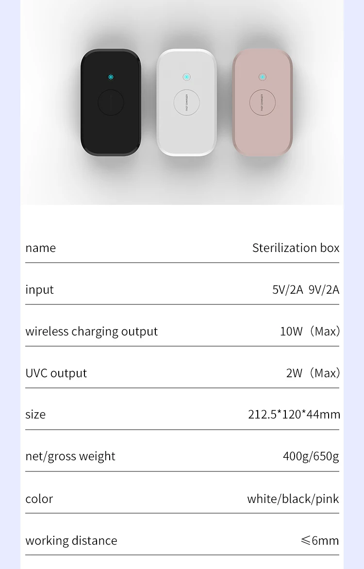 Rechargeable Portable Small Led UV Light Smartphone Sterilizer Box 