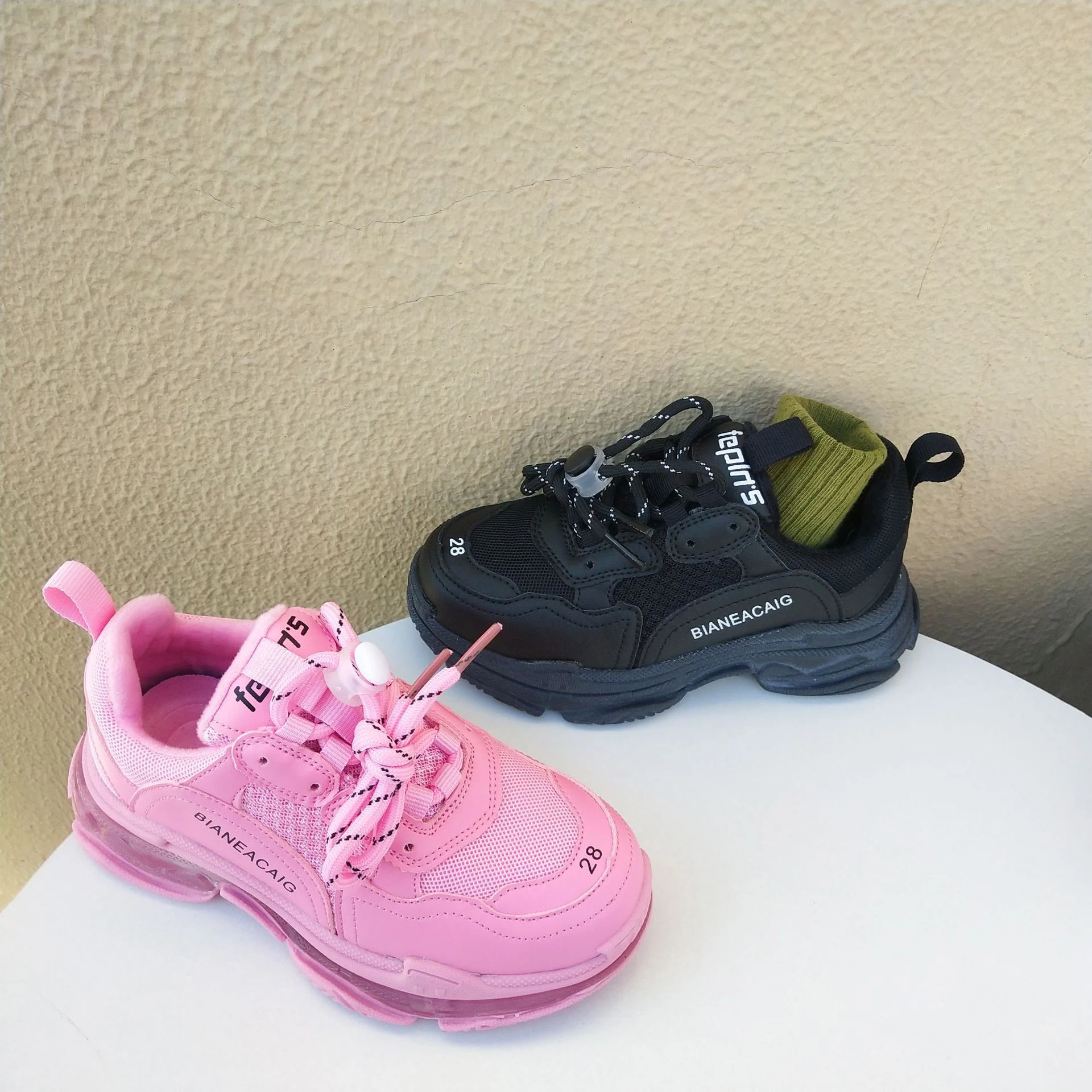 

2021 Girls Boys Lace-Up Mesh Runner Sneakers Toddler/Little/Big Kid Sport School Trainers Children Casual Brand Shoes, Picture