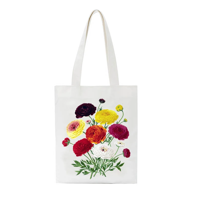 

Funny Cartoon Canvas Bags for Girls Students Tote Book Bag College Styles Flower Custom Lightweight Shoulder Bags