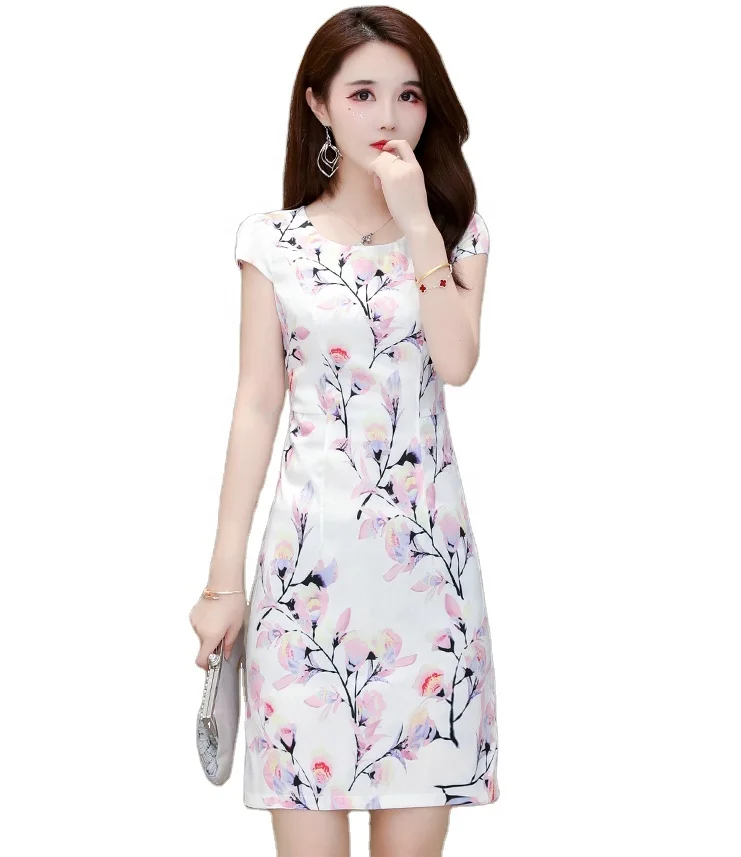 

Chinese style dress new summer dress women's dress mother slim cheongsam improved version high waist small skirt, Shown