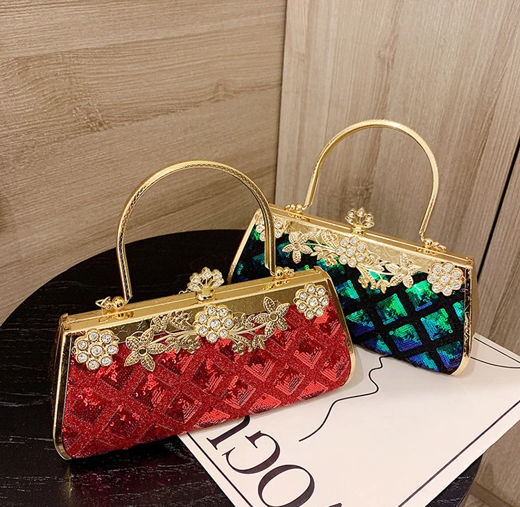 

Wholesale Sequin Lady Bag Elegance Fashion Clutch Handbag Rhinestone Women Evening Bags, Multicolor