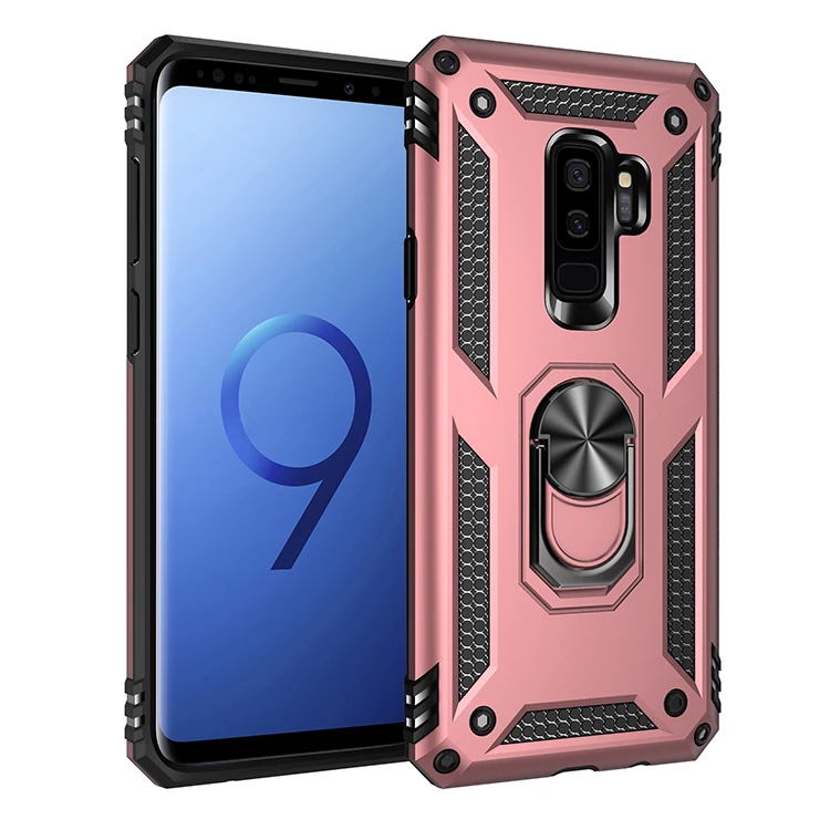 

LeYi mobile accessories For Samsung Galaxy S9 Case TPU PC Shockproof With Ring Holder Kickstand phone Case