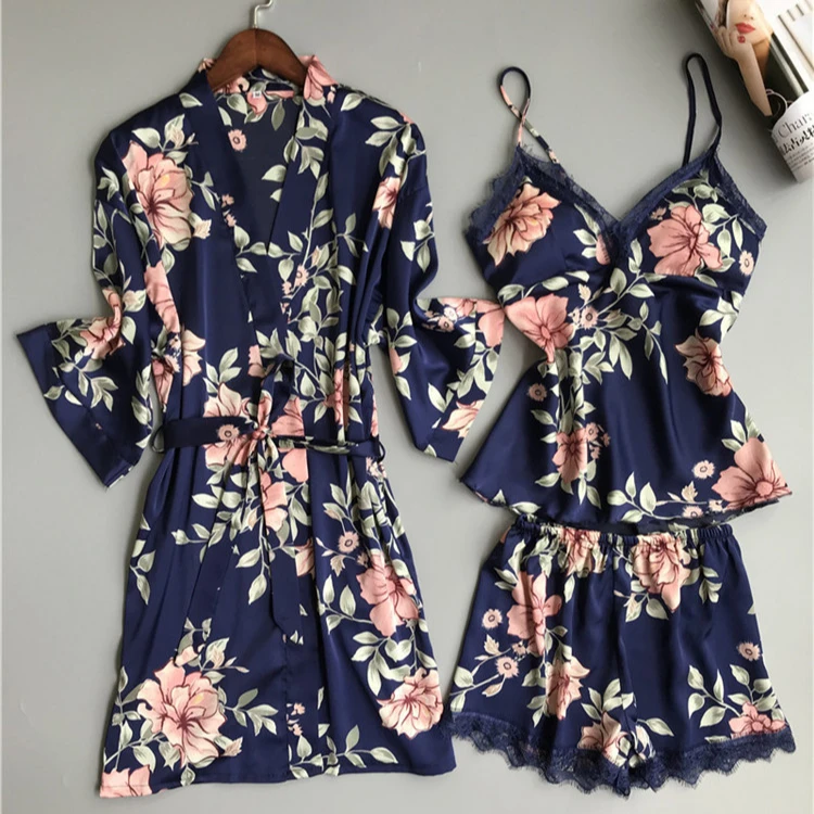 

Night Wear Sexy Women Lingerie Silky Pj Silky Pj Solid Color Ice Silk Nightdress