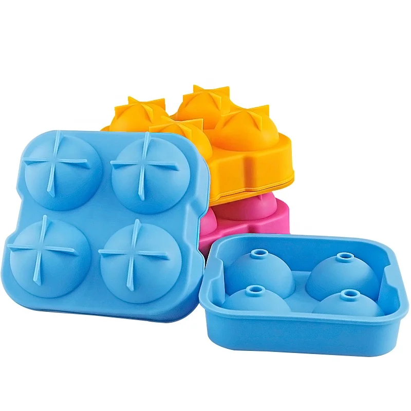 

4 cavity silicone bar ice ball mold for wine, Pantone color