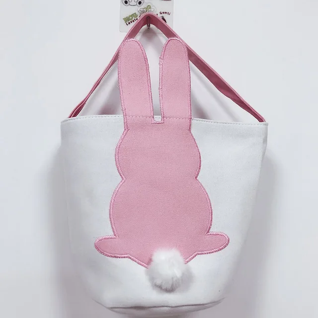 

Happy Easter 2 Styles Bunny Basket Easter Tote Bag Cute Gift Candy Storage Handbag Personalized Rabbit Ears Bag for Gift