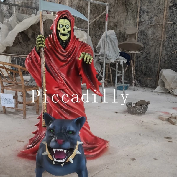 Santa Muerte En Fiber De Verre Finition Faucheuse Avec Statue De 