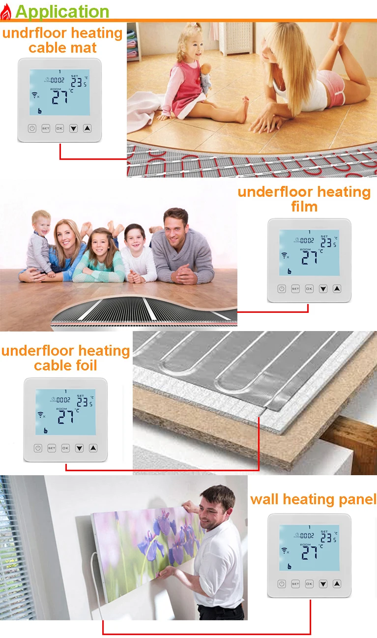 Indoor Programmable Radiant Floor Heating Thermostat for heat mat thermostat controller