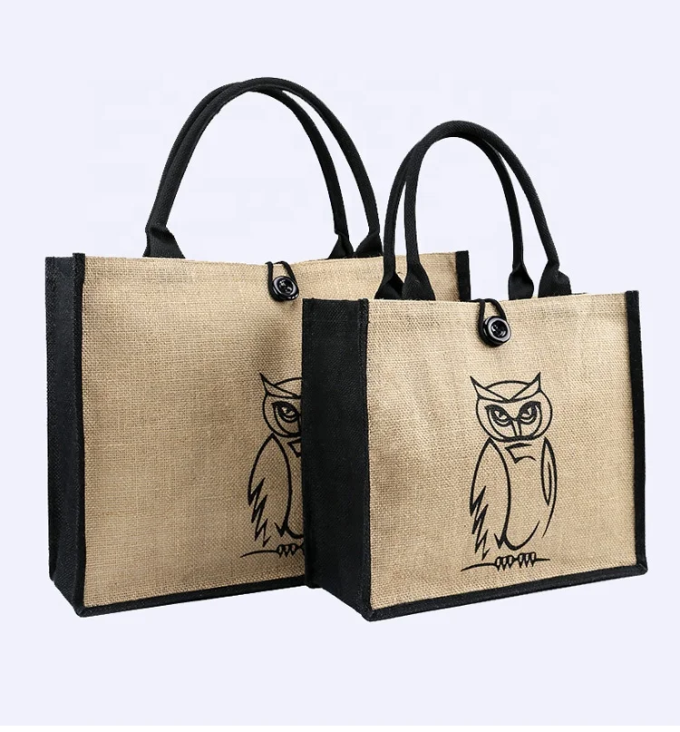 

Wholesale promotion jute hemp grocery shopping bag large burlap beach tote bag with cotton webbing handle