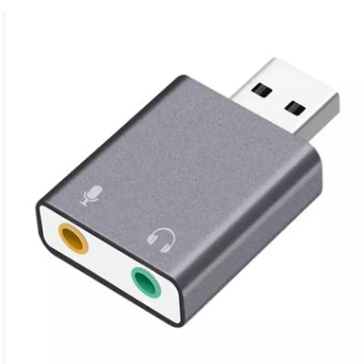 

External USB Sound Card portable HIFI Magic Voice 7.1CH Microphone-in Audio-out port Free Drive Plug Sound Card, Sliver grey pink gold