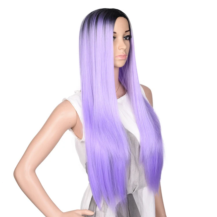 

Fashion Wigs Foreign Trade Hot Sale Cheap Nature Synthetic Machine Hair Wigs Color Long Straight Hair Cosplay Wig, Pic showed