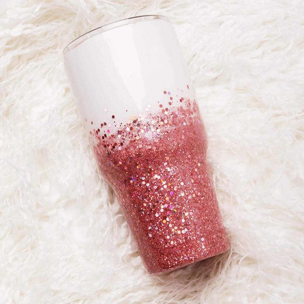 

Wholesale Pink Glitter Cups Handmade Epoxy Tumblers 30OZ Stainless Steel Double Wall Vacuum Cups DOMIL Customized Cups