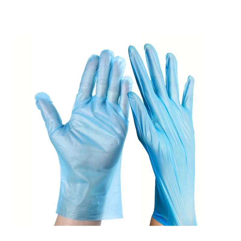 

Powder Free Examination Price Plastic Medical Importer Microfiber Cooking Disposable Box Other Dishwashing Black Hands Gloves, Blue and transparent