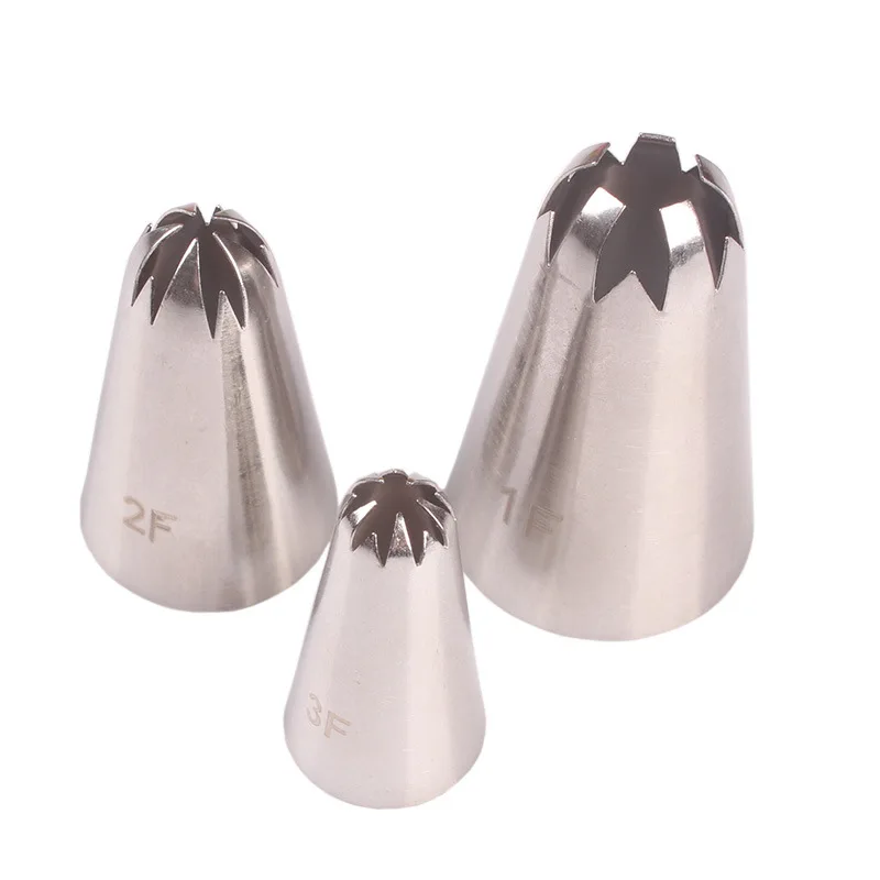 

Cherry blossom decorating tip 3pcs set 1F 2F 3F stainless steel welding cake cream decoration tip baking tools, As picture