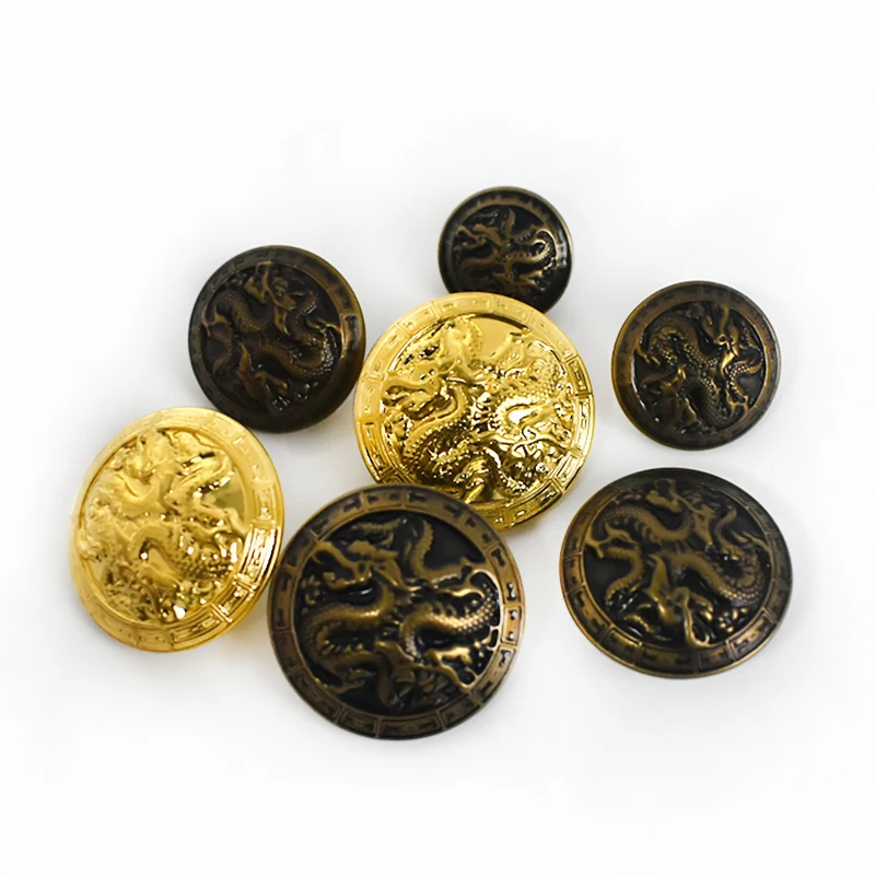 

MeeTee B3-17 Vintage Gold Bronze Dragon Buttons Brass Chinese Suits Buckle for Shirt Jacket Button Sewing Clothes Accessory