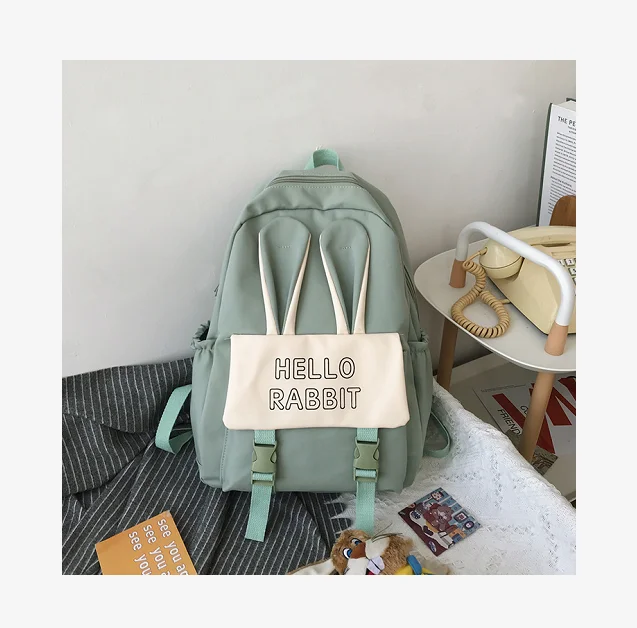 

Fashionable and cute ladies backpack student school bag large capacity rabbit ears girl school bag wholesale, 6 colors