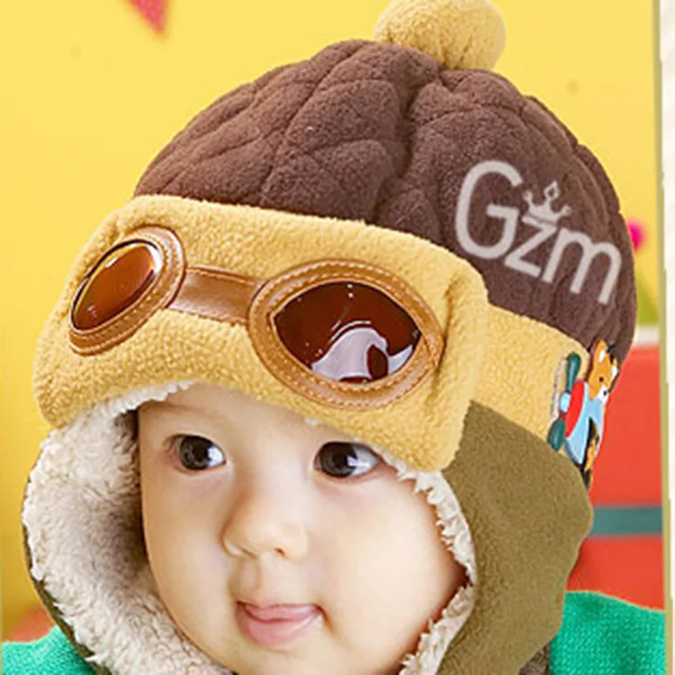 
Crazy sale Guangzhou winter kids fashion hat winter kids pilot hat cartoon knitted baby hat 