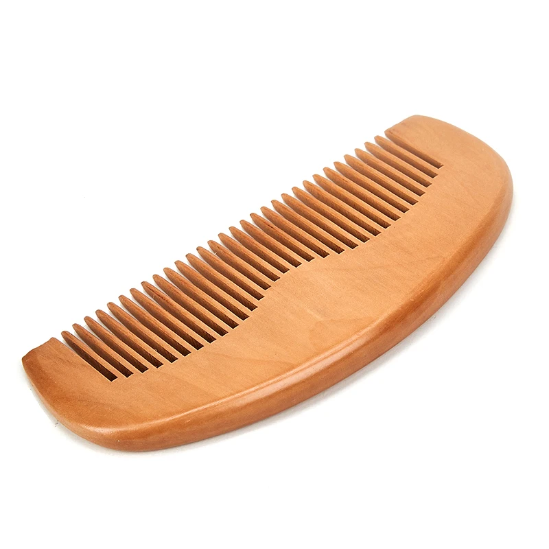 

Portable pocket hot sale peach beard comb Biodegradable Bamboo Wide Tooth Wooden Hair Grooming Comb