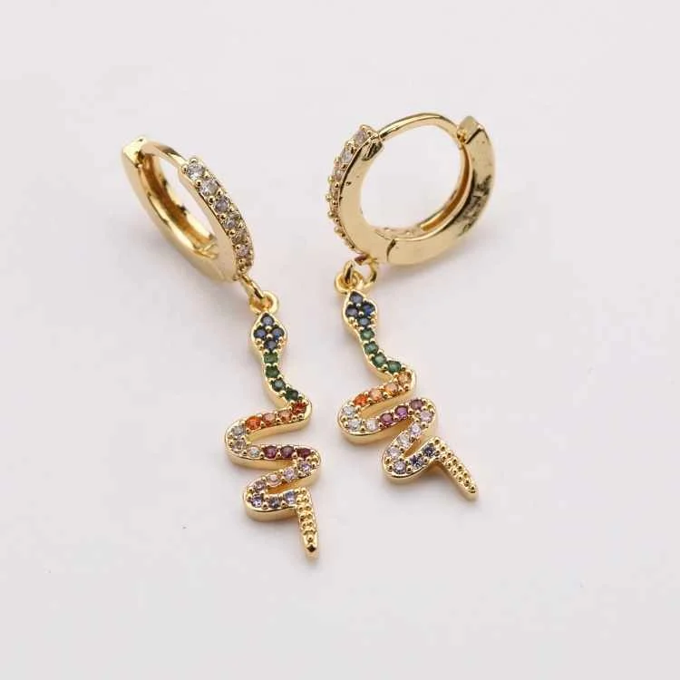 

Luxury Gold Plated Jewelry Zircon Serpentine Earring New Design CZ Factory Wholesale For Women Party