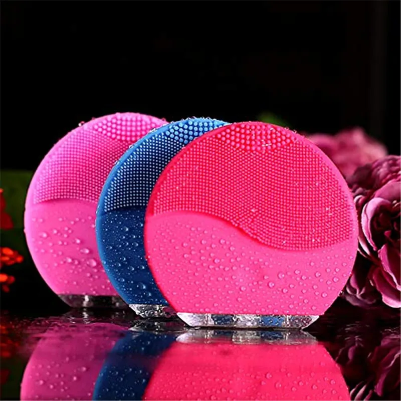 3 color Skin care Mini electric facial cleaning massage brush sonic face washing machine waterproof silicone face cleanser