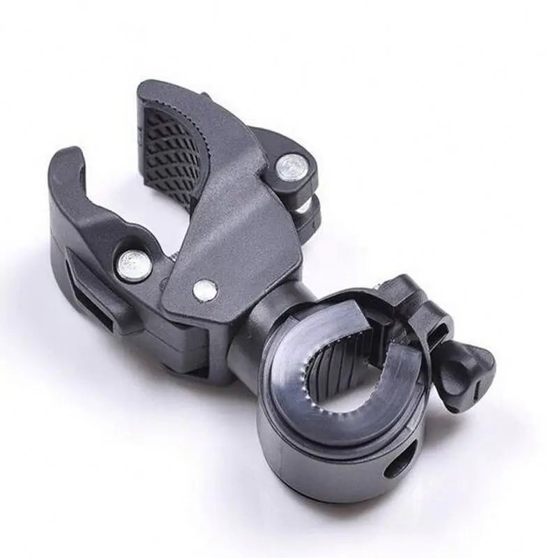 

RTS Wholesale universal bicycle light clip flashlight lamp clip 360 degree rotating flashlight clip equipment bike accessories, Black