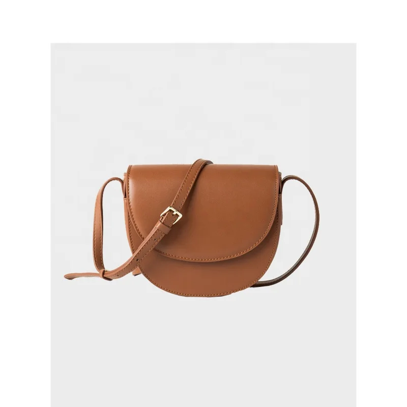 

Korean Style New Genuine Leather Saddle Bag Women's College Style Single Shoulder Bag Female Retro Small Square Bag