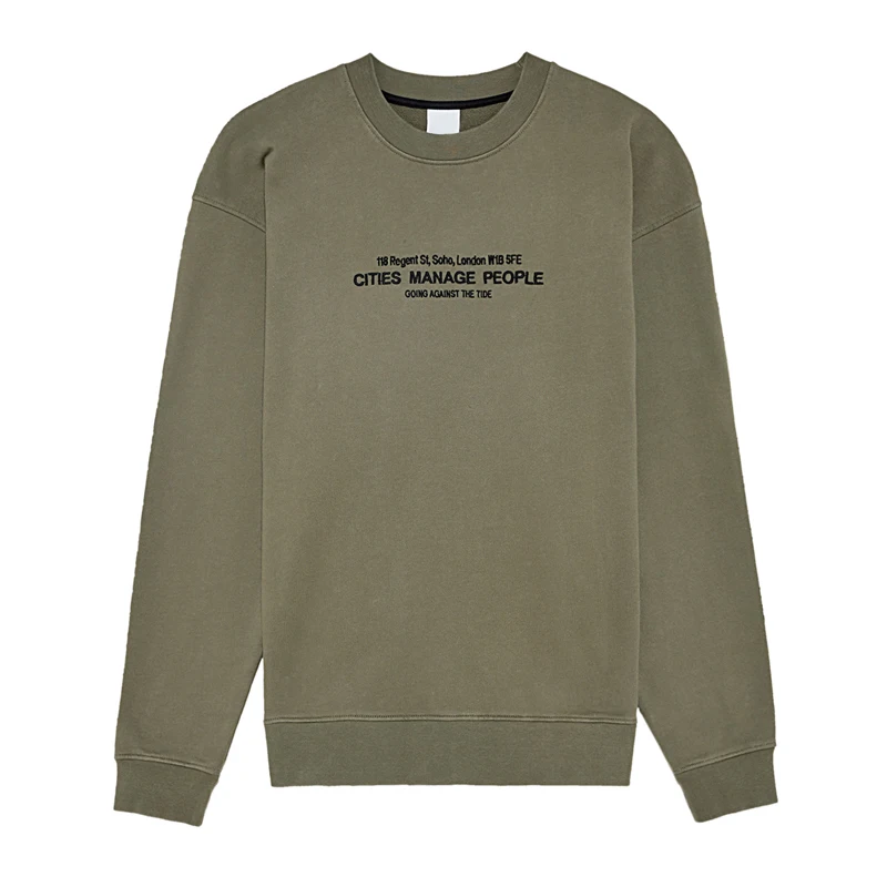 

OEM Customized New Men's Crew Neck Loose Casual Text Embroidered Sweater