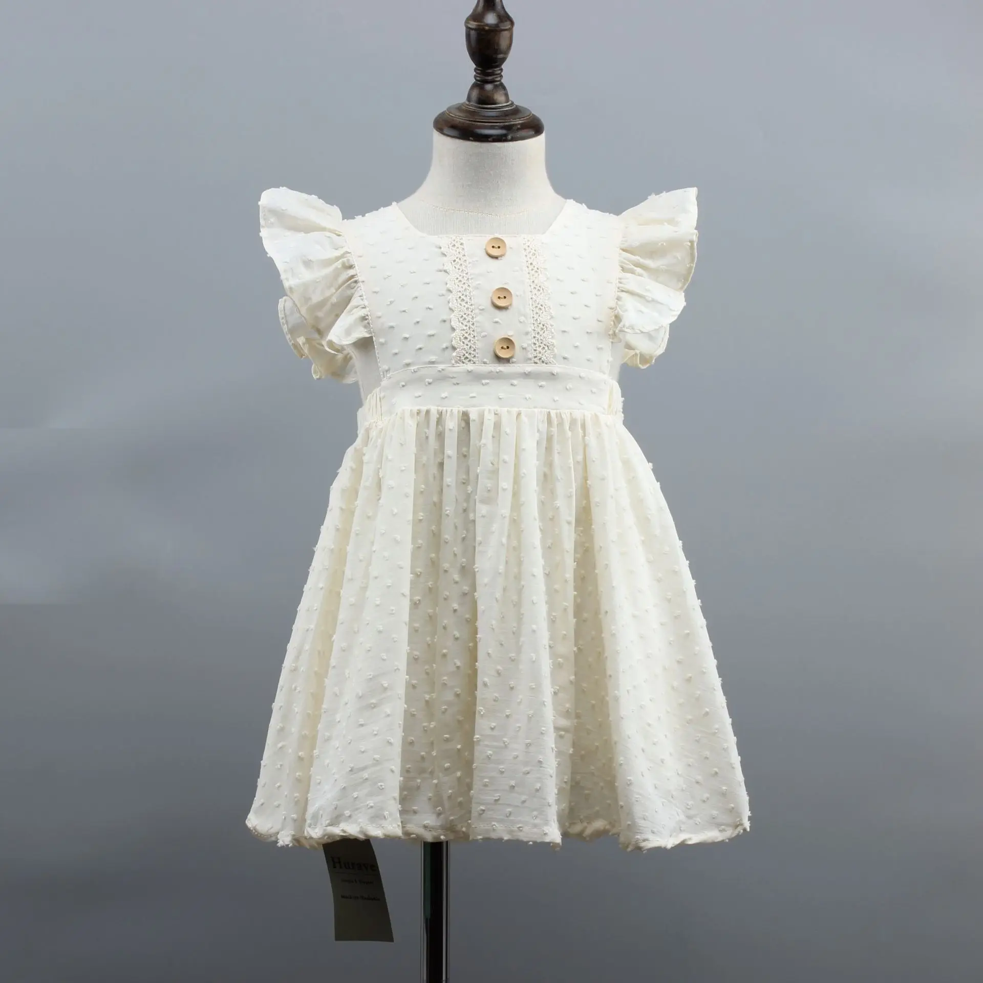 
Hot Sale Baby Girls Casual Party Skirt Kids Flower Ruffle Shoulder Floral Dress 