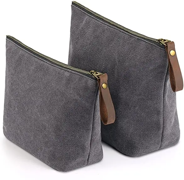 

Canvas Large Cosmetic Bag Travel Makeup Organizer Toiletry Bag for Women, Customized