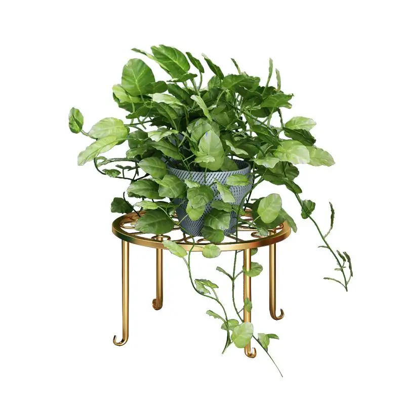 

Indoor golden floor plant stand balcony potted metal flower pot stand outdoor round metal flower stand, White, black, gold