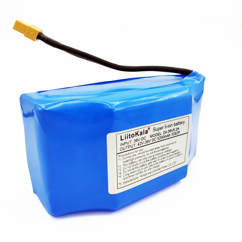 

LiitoKala 36V 5.2ah Lithium Battery High Drain 2 wheel Electric Scooter Balancing Battery For Self-balancing Fit 6.5 "7"