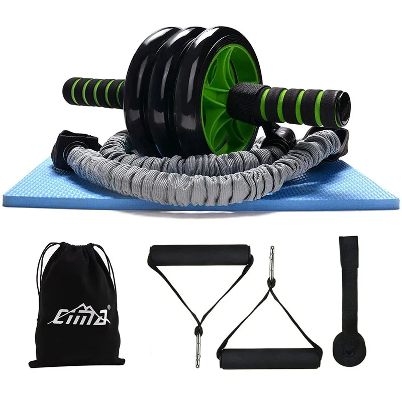 

Customized three round abdominal wheel suit resistance belt push up frame AB roll, Black