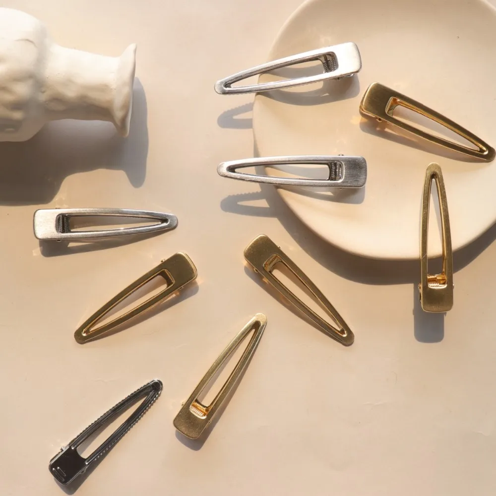

Wholesale gold and silver hair clamps alloy drop shape hairclip for girls fashion accessories for women, Gold,silver