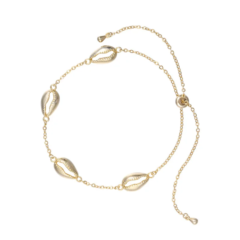 

Beach Jewelry Adjustable Wrist Bracelets Women Gold Plated 925 Sterling Silver Hollow Conch Shell Chain Bracelet