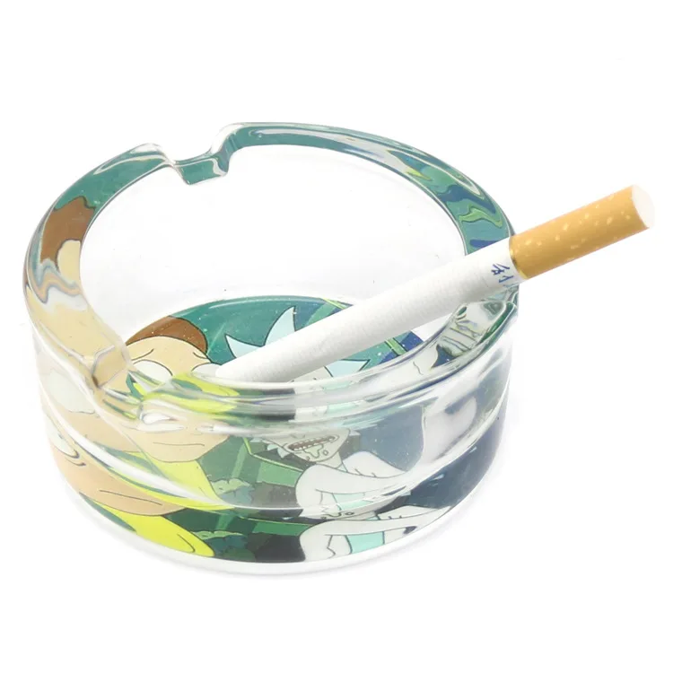 

Classic Glass Cartoon Ashtray Portable Handmade Cigarette Ash Holder 85mm Ashtray Round Custom Logo Ashtray