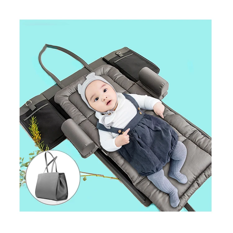 

HB029 New Function Portable bed-in-bed mommy tote shoulder bag Detachable washable newborn bionic mattress foldable baby bed bag, Grey