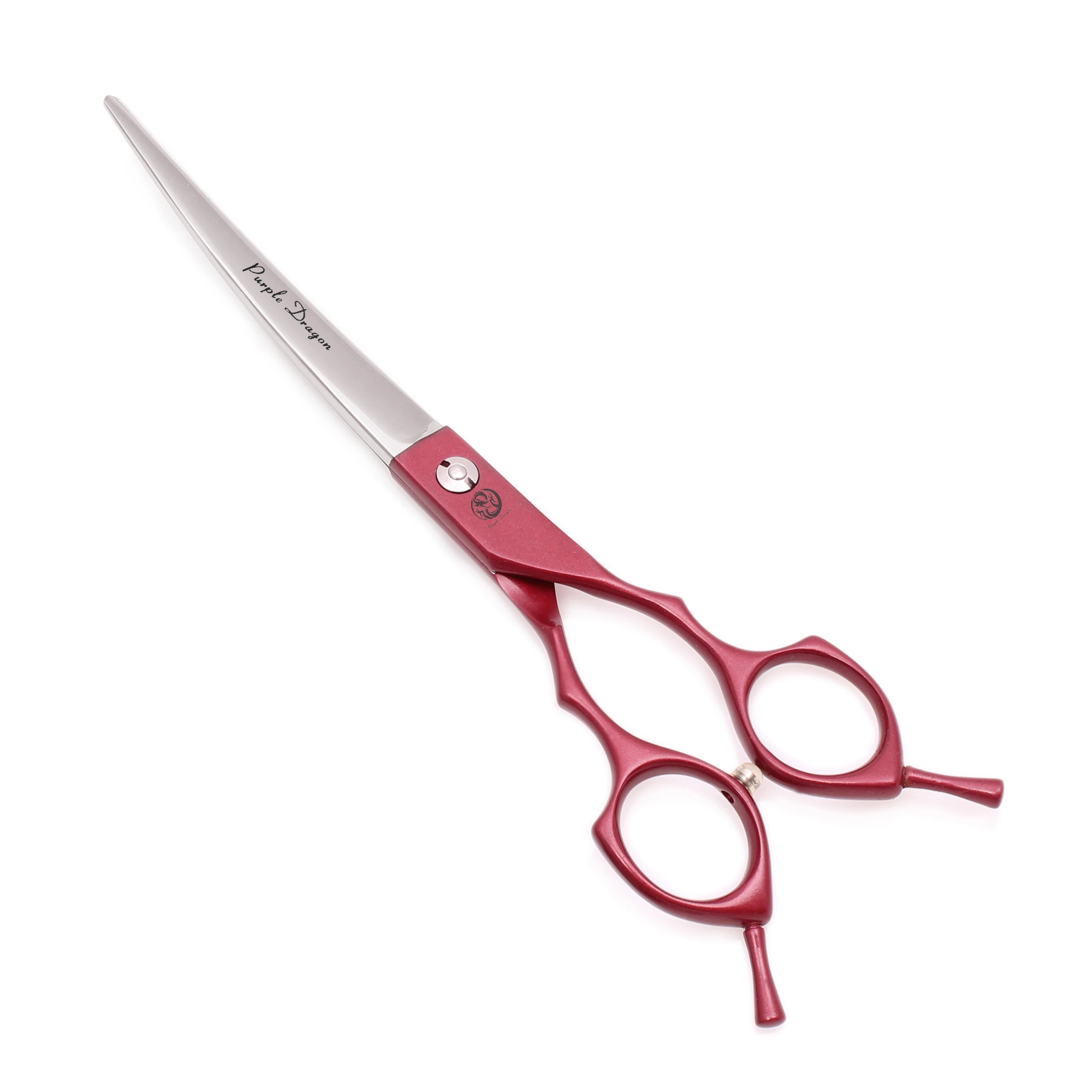 

Dog Grooming Scissors Purple Dragon 6.5" AQIABI JP Steel Dog Up Curved Scissors Pet Scissors Z4009, Pink handle