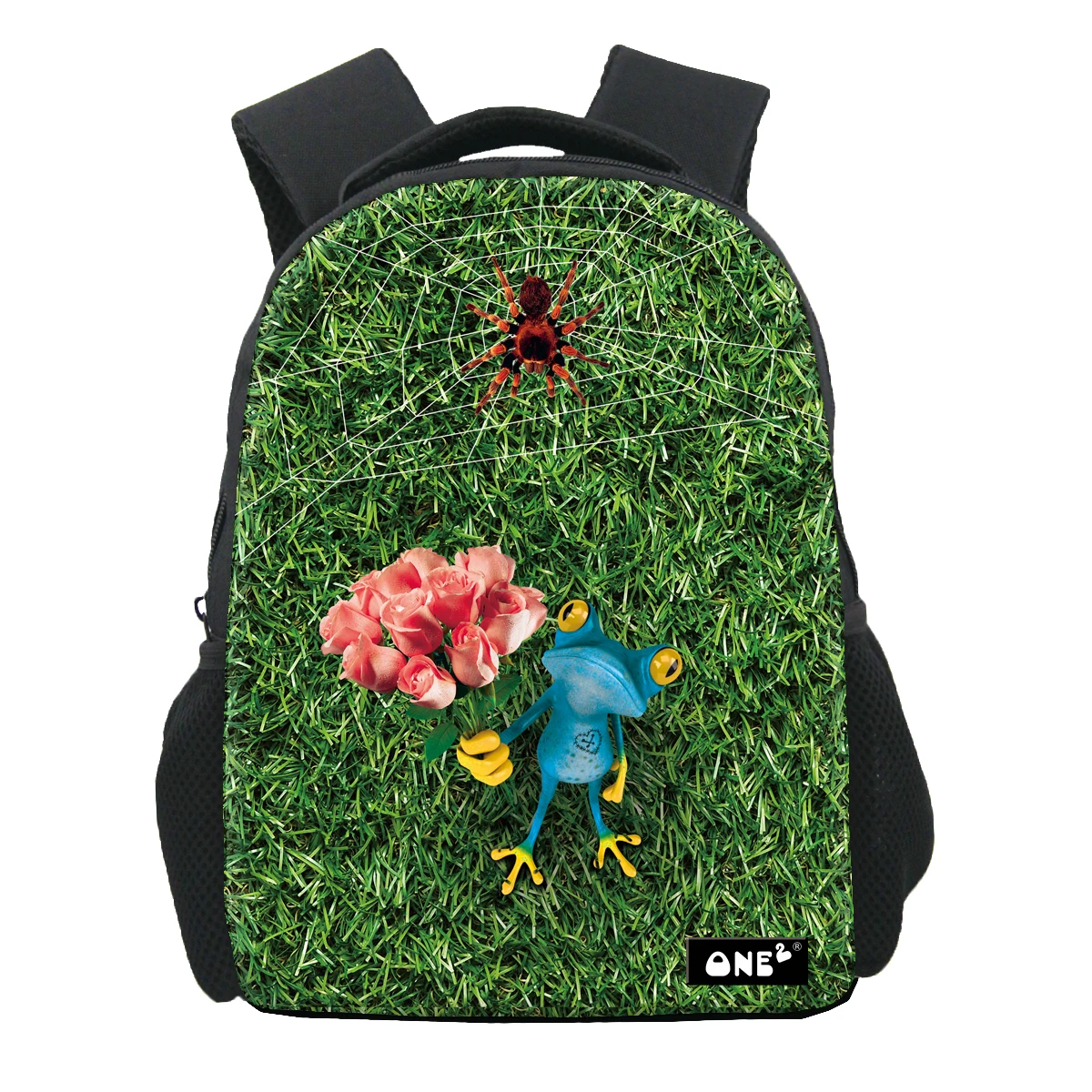 

The frog holds the flower print bag school best large capacity lightweight school bag mini shoulder strap adjustable, Customized