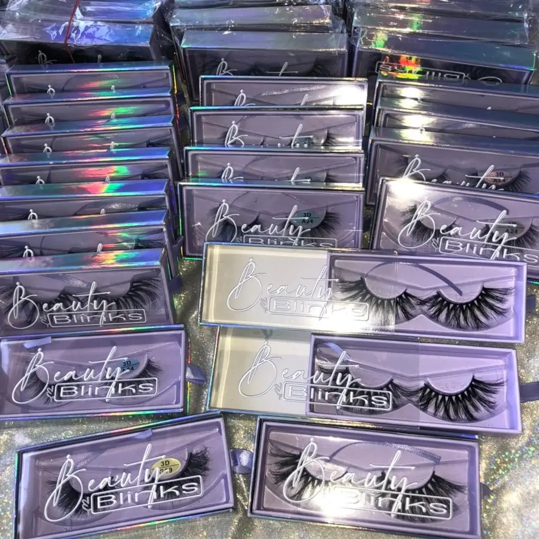 

quality 25 mm 3d mink eyelashes vendor customized private label full strip lashes factory purple PVC lash box