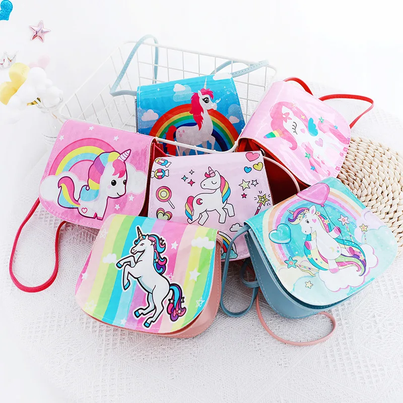 

wholesale unicorn print saddle shape Cute Leather Crossbody Bags children kids purses 2021 little girl, Customizable