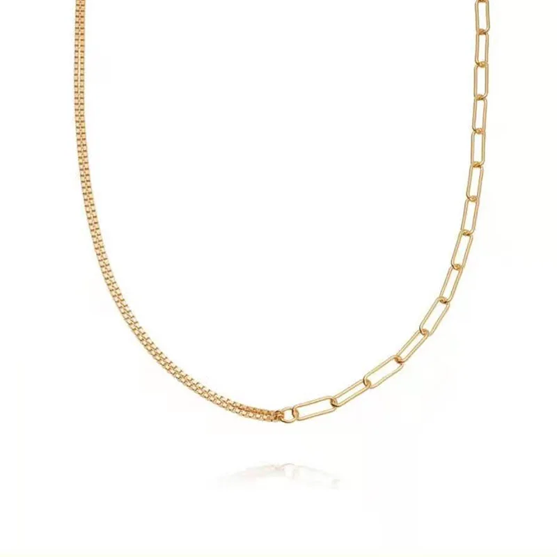 

18K Gold Plated Stainless Steel Tarnish Free Safety Pin Mixed Choker Necklace, Gold color